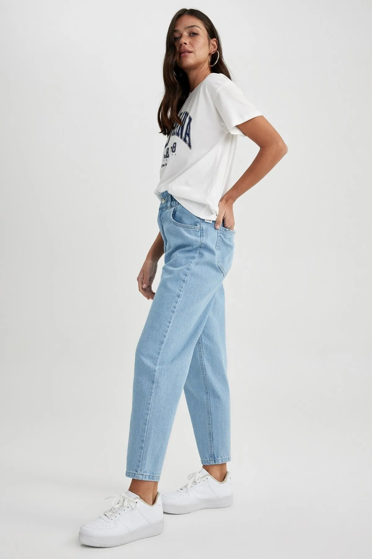 DeFacto  Knöchellange Paperbag-Jeans aus 100 % Baumwolle