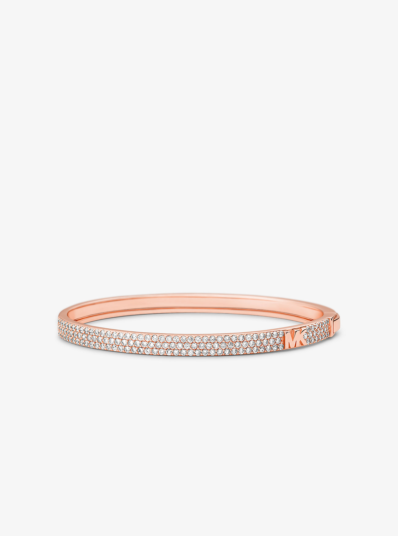 Bracciale rigido con logo pavé in argento sterling placcato metalli preziosi - ORO ROSA