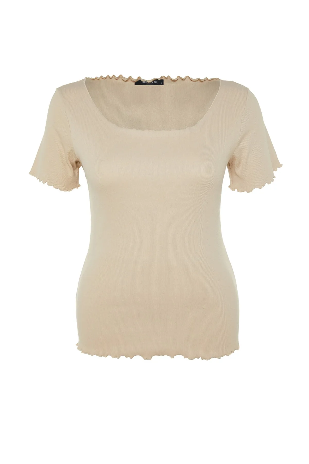 Trendyol Curve  Stone Corded U-Neck Strick-T-Shirt TBBSS23BF00010