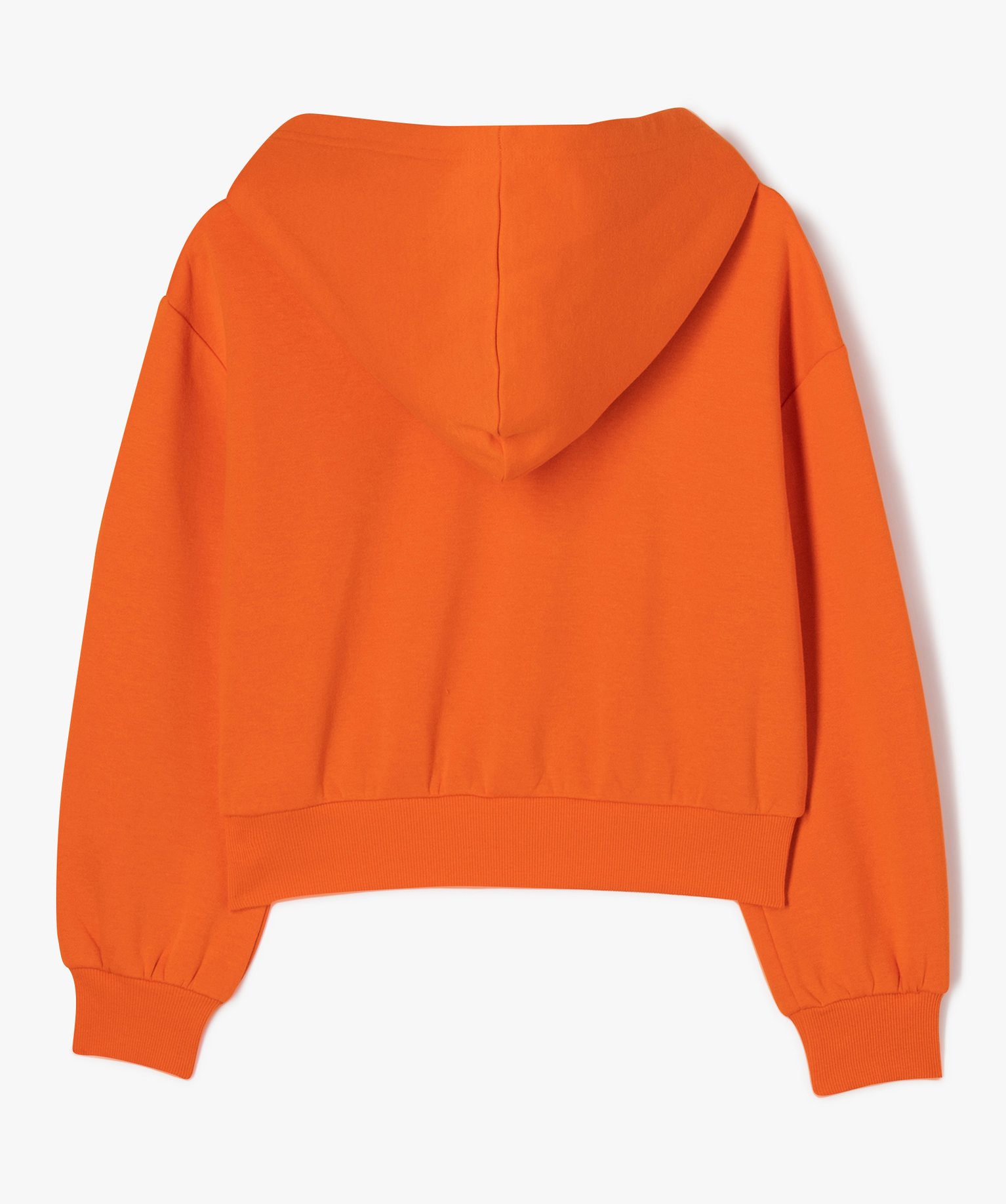 Sweat zippé à capuche coupe courte fille orange | GEMO