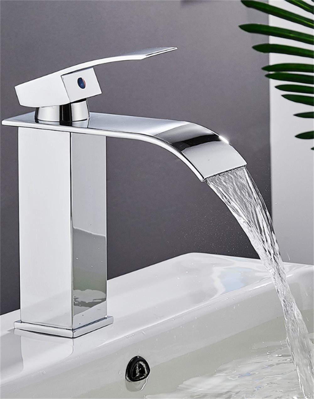 Atäsi Waschtischarmatur Wasserfall Wasserhahn Bad, Chrom Wasserhahn