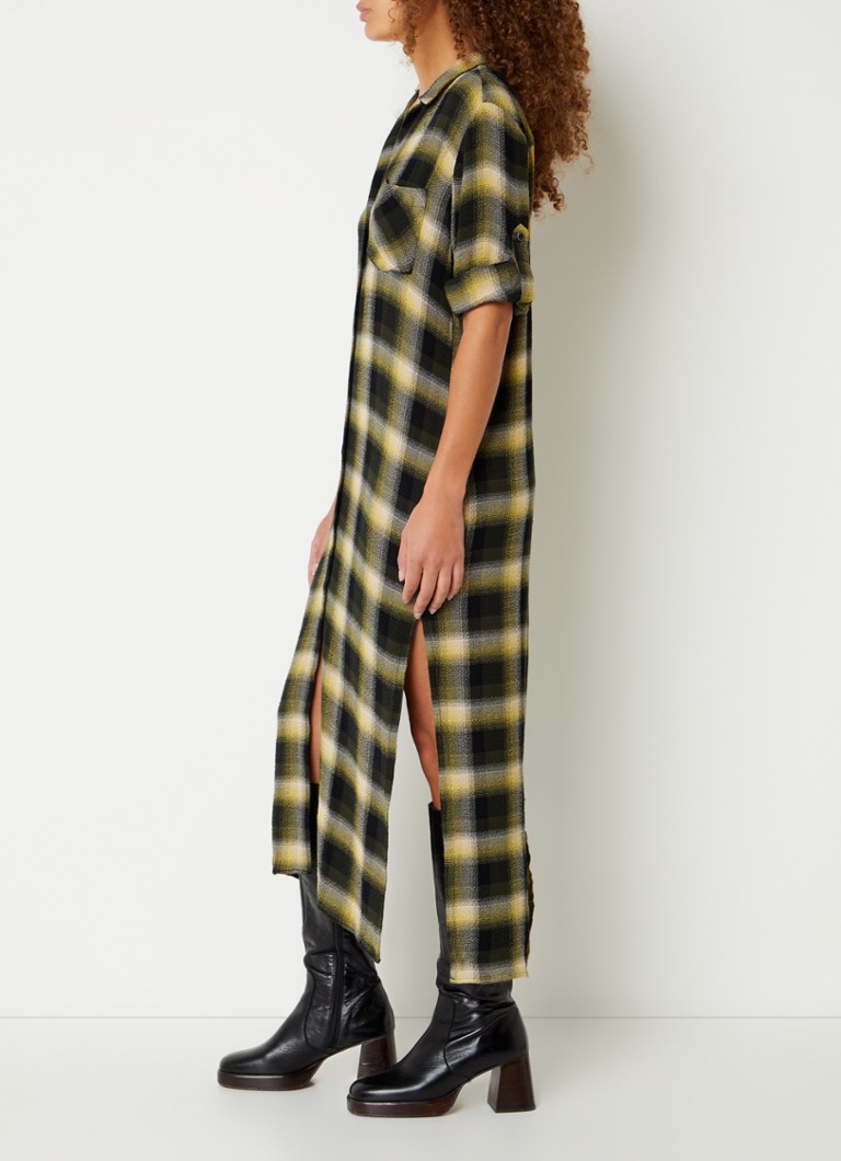 Bella Dahl Midi shirt dress with checked design and slit