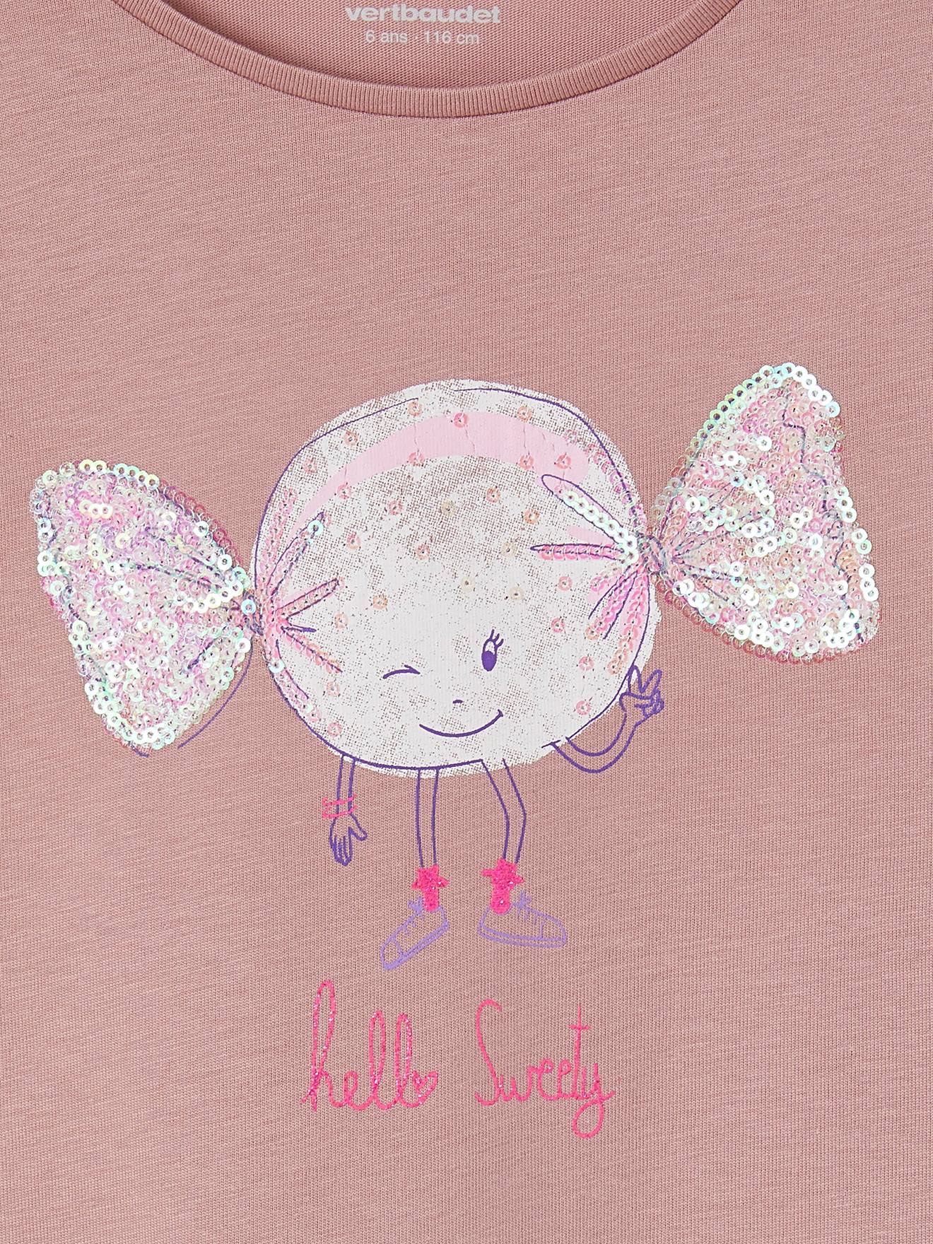 Tee-shirt fantaisie à sequins fille vert sauge