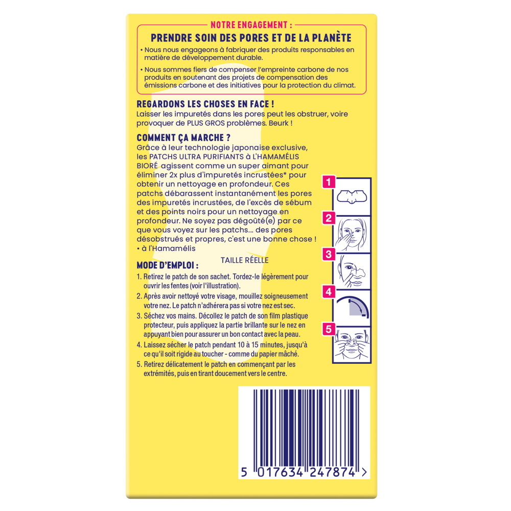 bioré Patchs Ultra Purifiants à l'Hamamélis Patchs anti-points noirs pour le nez