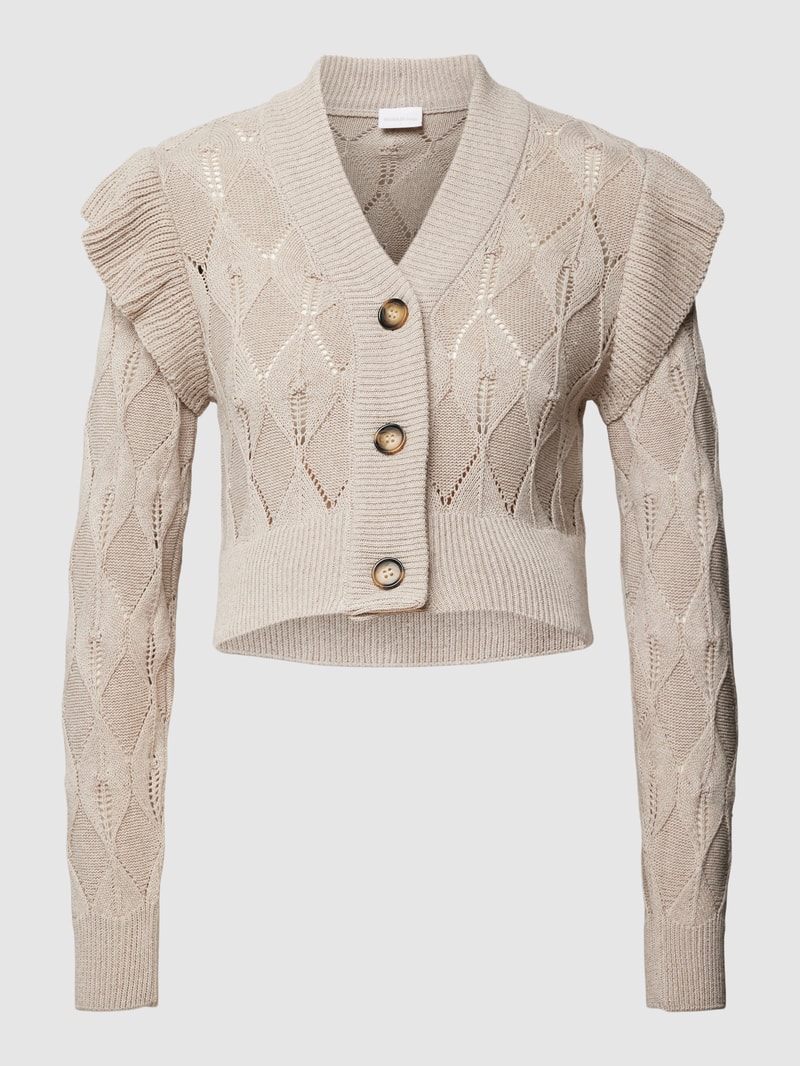 Umstands-Strickjacke mit Zierbesatz in beige