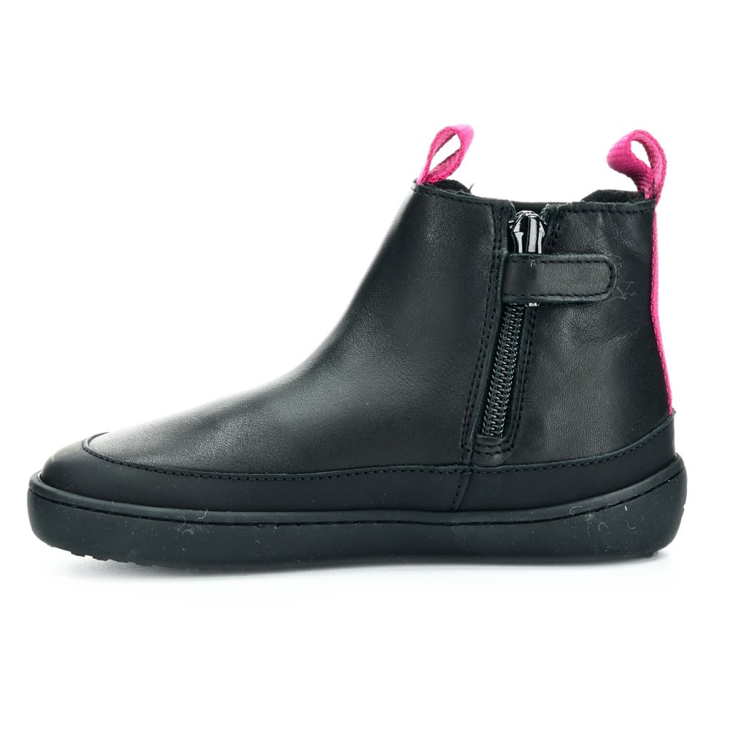 Shapen Victory Mini Black & Pink Leather Chelsea Barfußschuhe