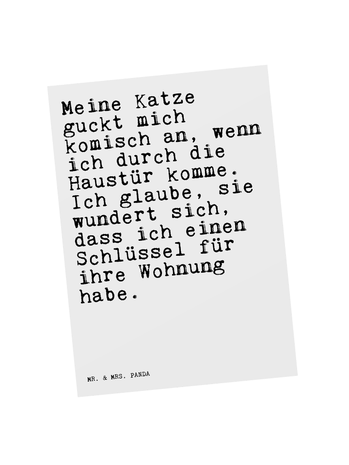 Mr. & Mrs. Panda Postkarte Meine Katze guckt mich... mit Spruch in Weiß günstig kaufen onesize