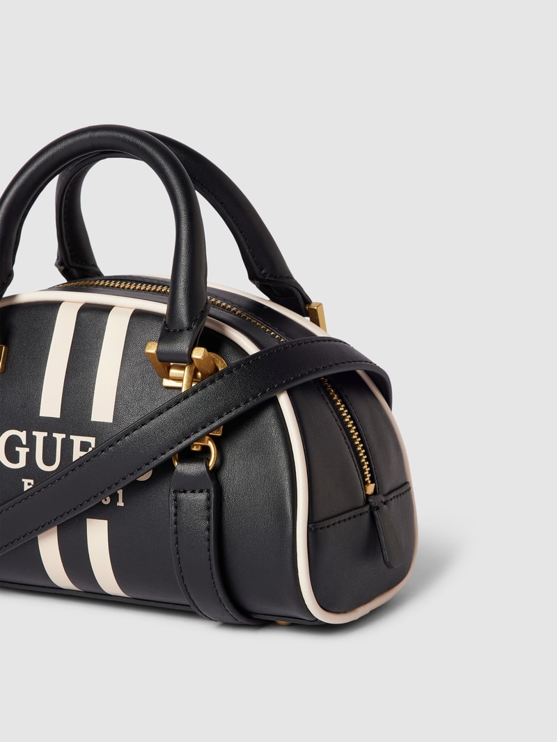 Bowling Bag mit Label-Print Modell 'MILDRED' in schwarz