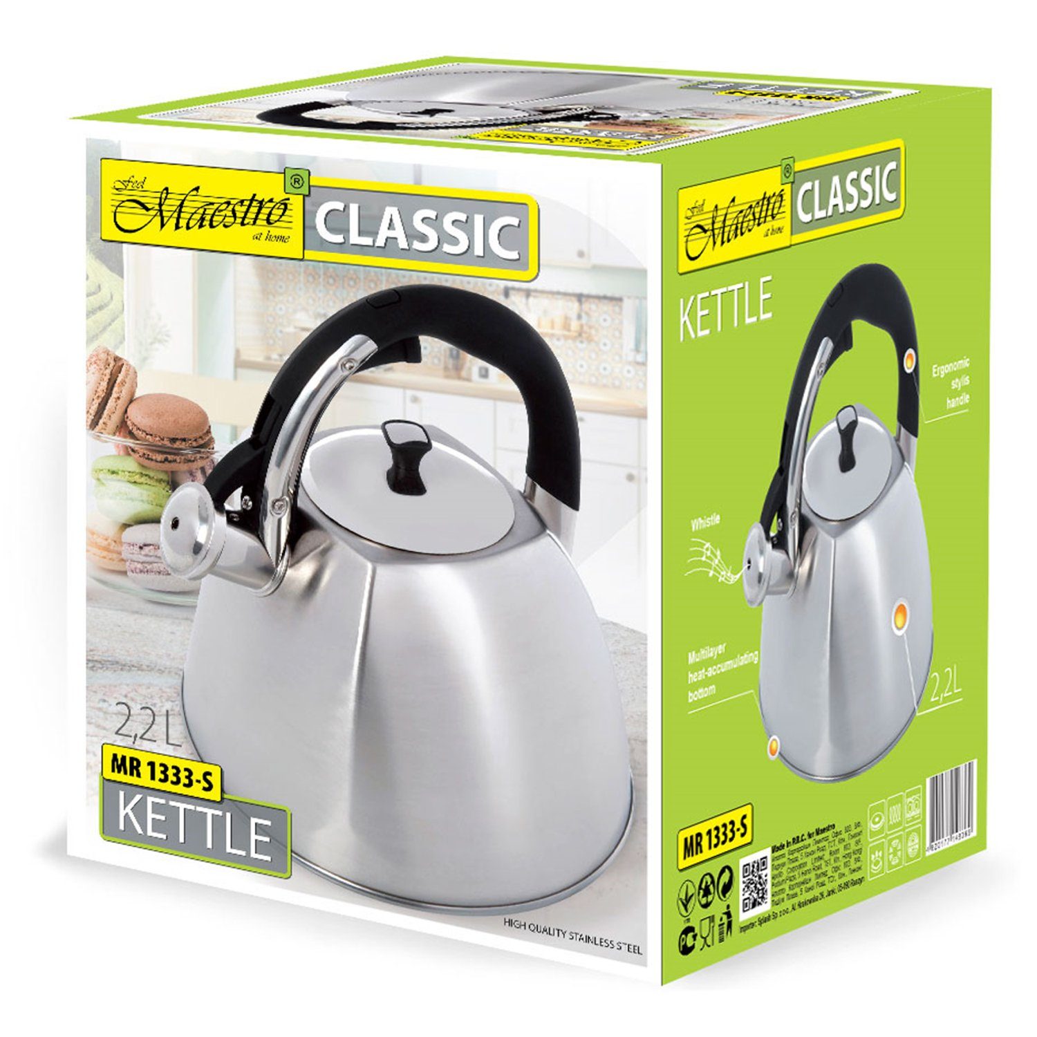 Maestro Wasserkessel MR-1333-S, 2,2 l, 24 x 19 x 20 cm