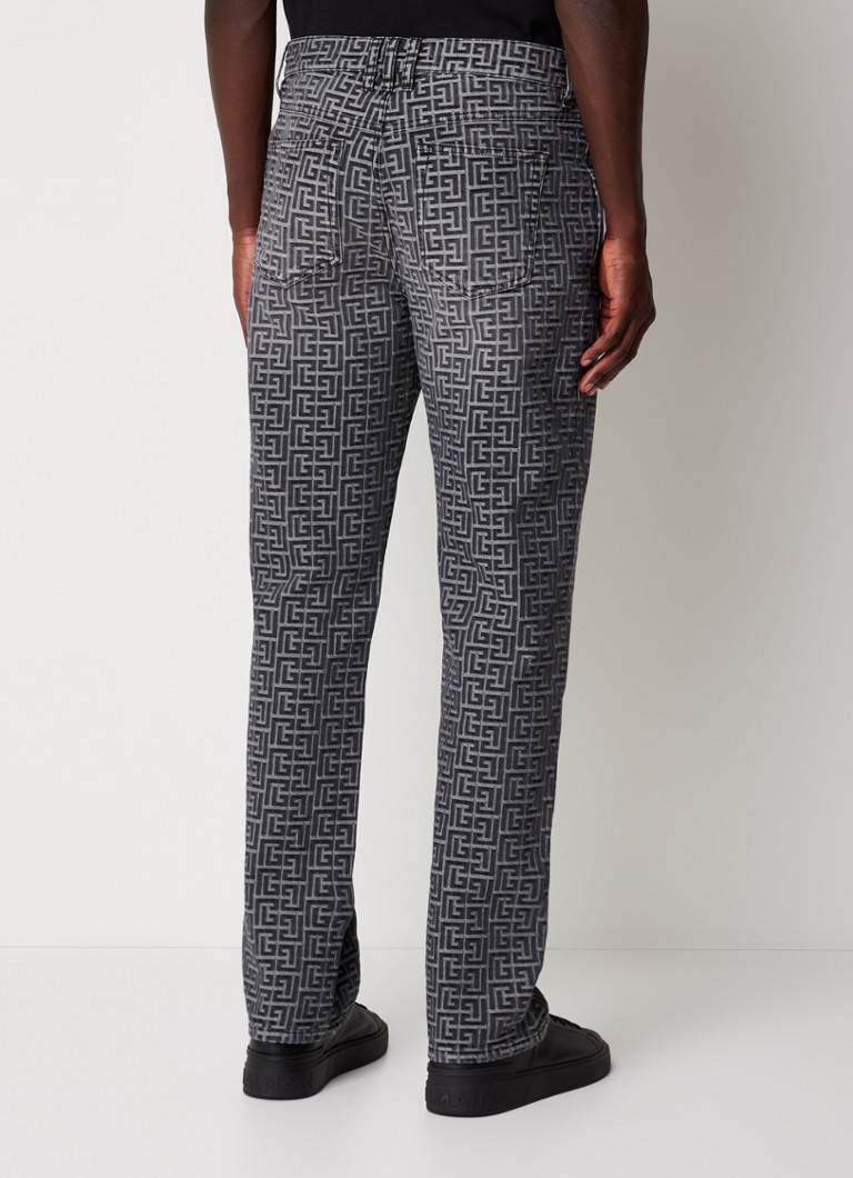 Balmainin suorat farkut, joissa on jacquard-logokuvio