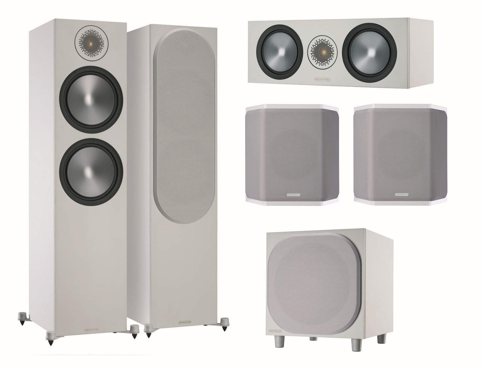 MONITOR AUDIO Bronze 6G Cinema 500 weiß/grau Lautsprecher-Set 5.1 5.1 Soundsystem (nicht zutreffend, 5.1 Heimkino Set)