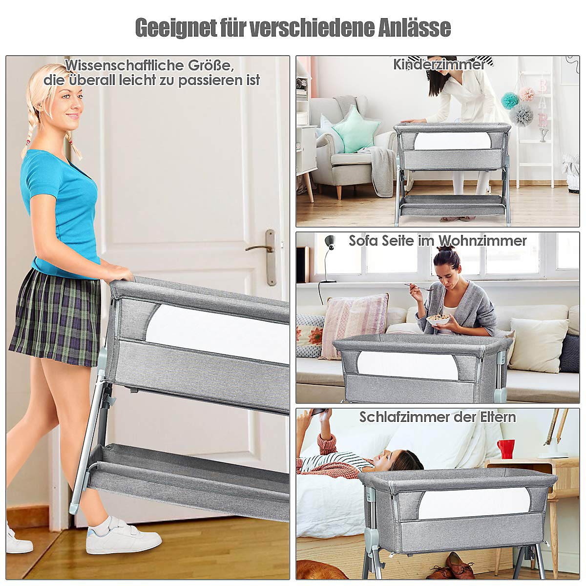 Reisebett Beistellbett Höhenverstellbar mit Matratze