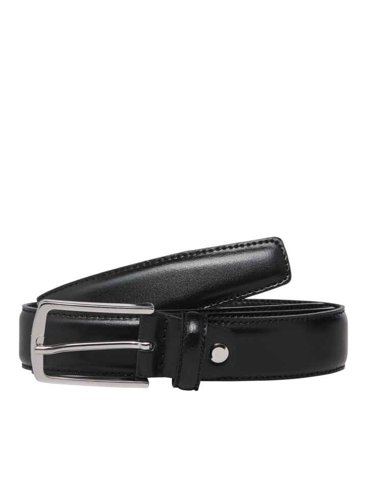Jack & Jones Legerer Echtleder Gürtel Leather Belt JACCHRISTOPHER in Schwarz günstig kaufen 90 cm