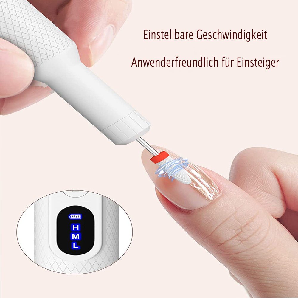 Mutoy Maniküre-Pediküre-Set Maniküre-Pediküre-Set,Elektrische Nagelfeile, 3 Geschwindigkeitsstufen,mit LED Anzeige,für GelnägelAcrylnagel