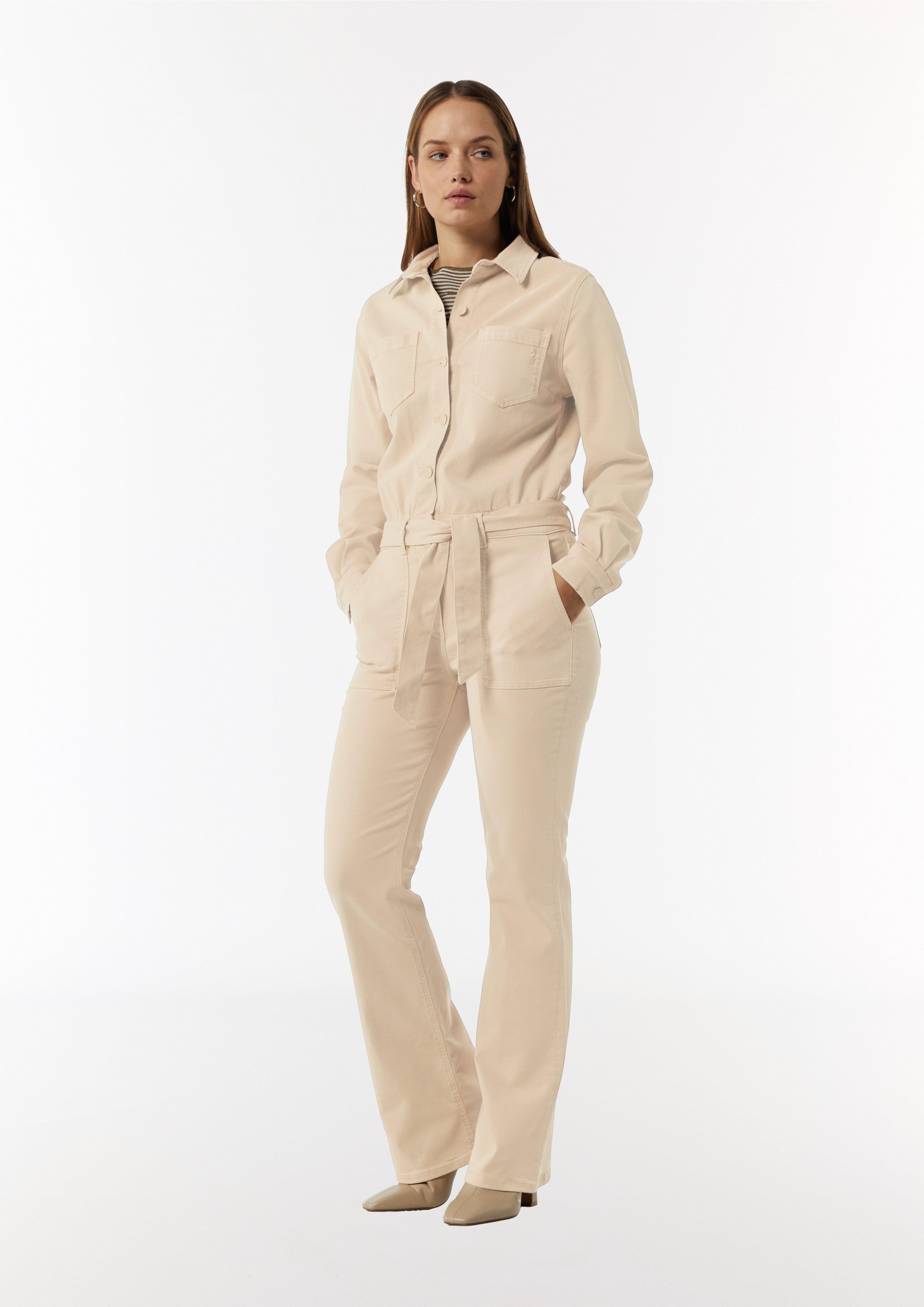 Jumpsuit mit Flared Leg aus Lyocellmix - sandstein