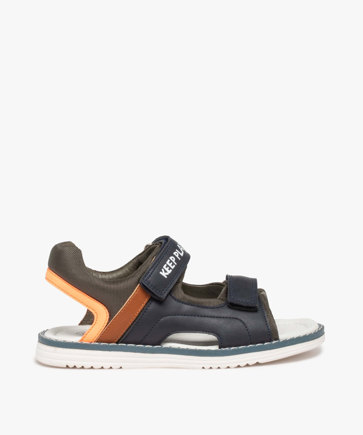 Sandales Garçon ouvertes à double scratch marine | GEMO