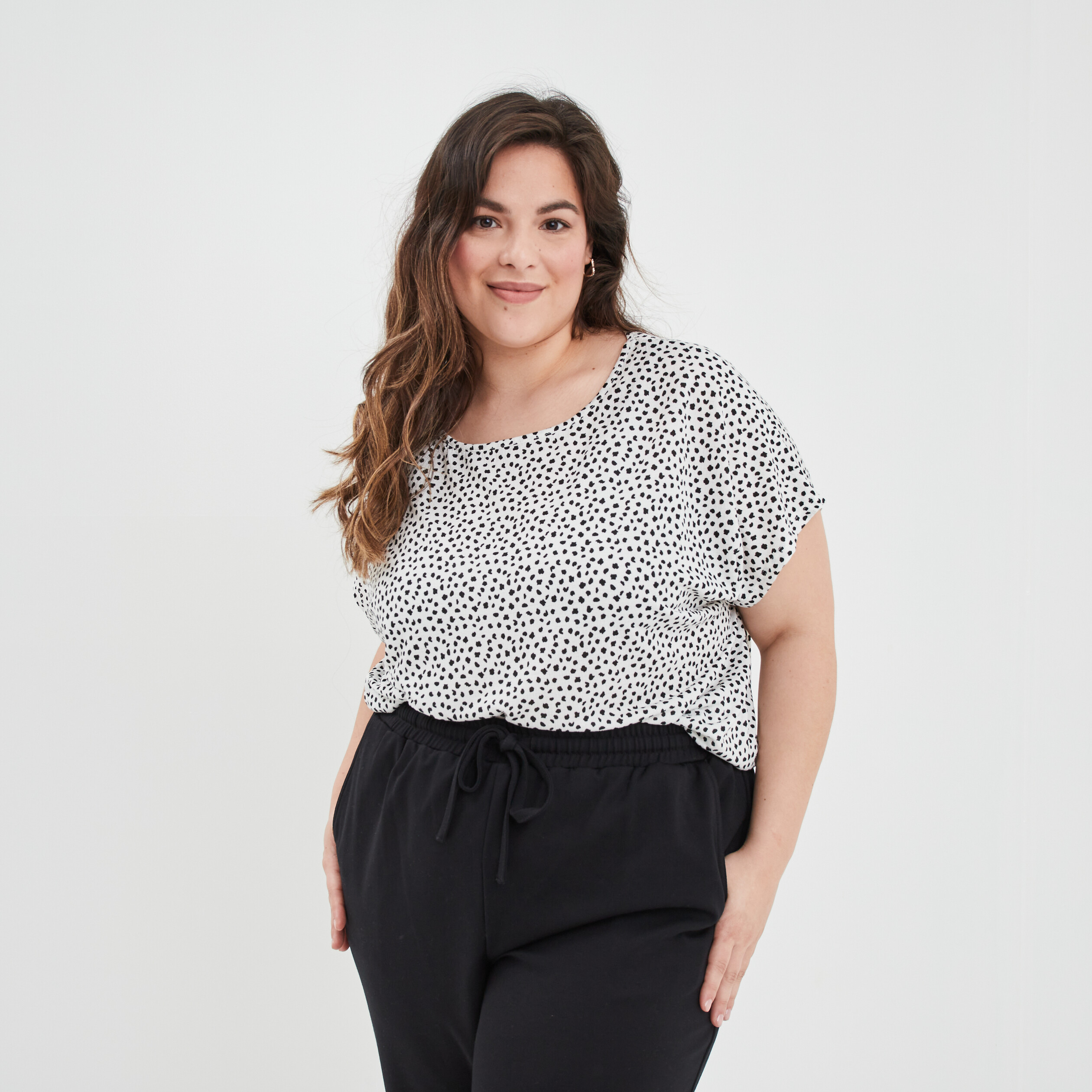 T-shirt fluide manches courtes blanc femme grande taille | La Halle