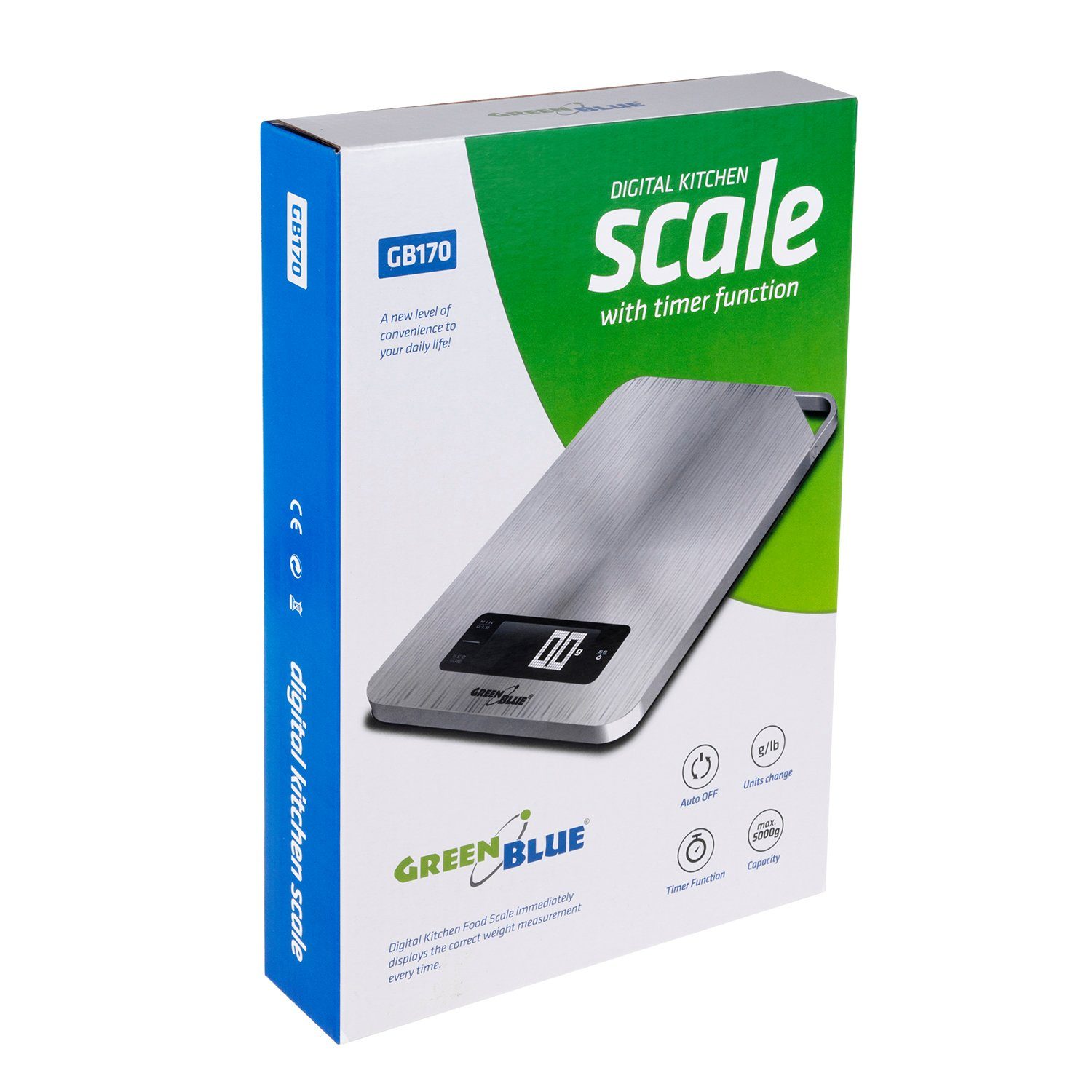 GreenBlue Küchenwaage GB170, 2 in 1 Timer-Zusatzfunktion; Messgenauigkeit [1g]