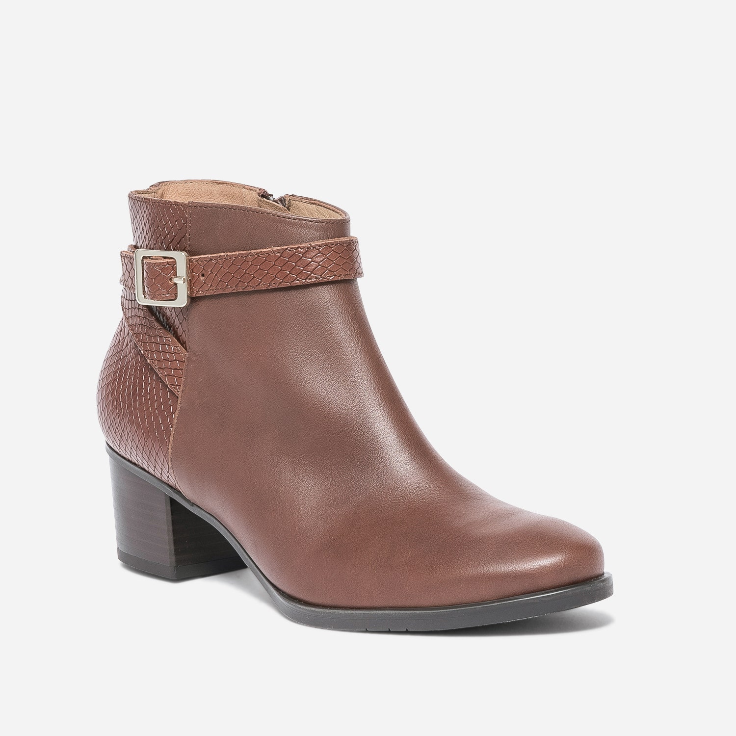 Boots à talon ERAM FLEX cognac cuir embossé