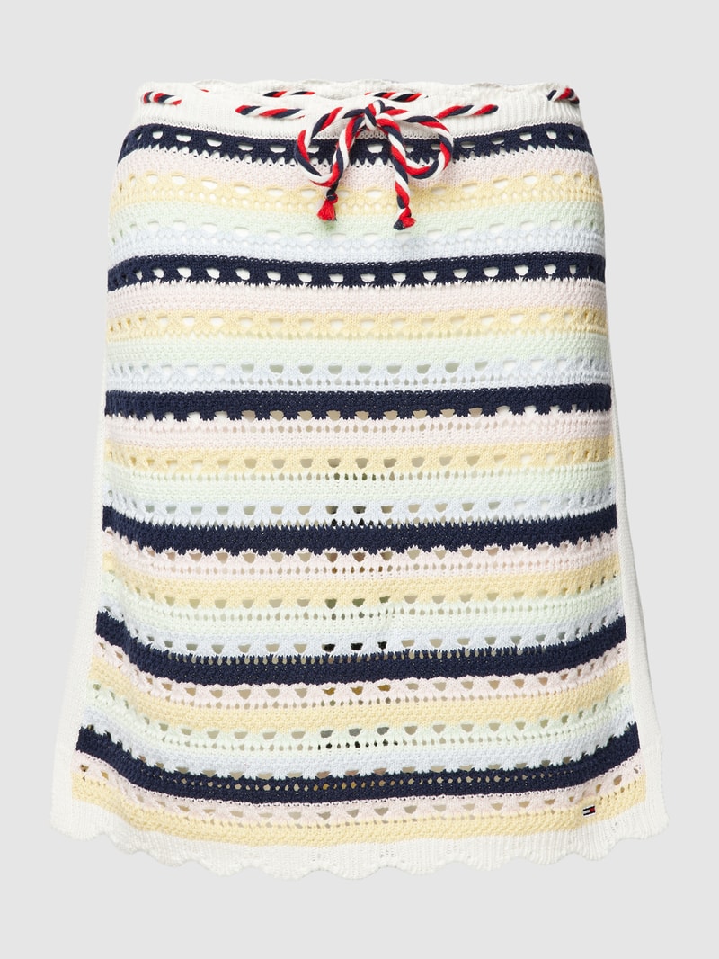 Strickrock mit Streifenmuster Modell 'SUMMER CROCHET' in hellgelb