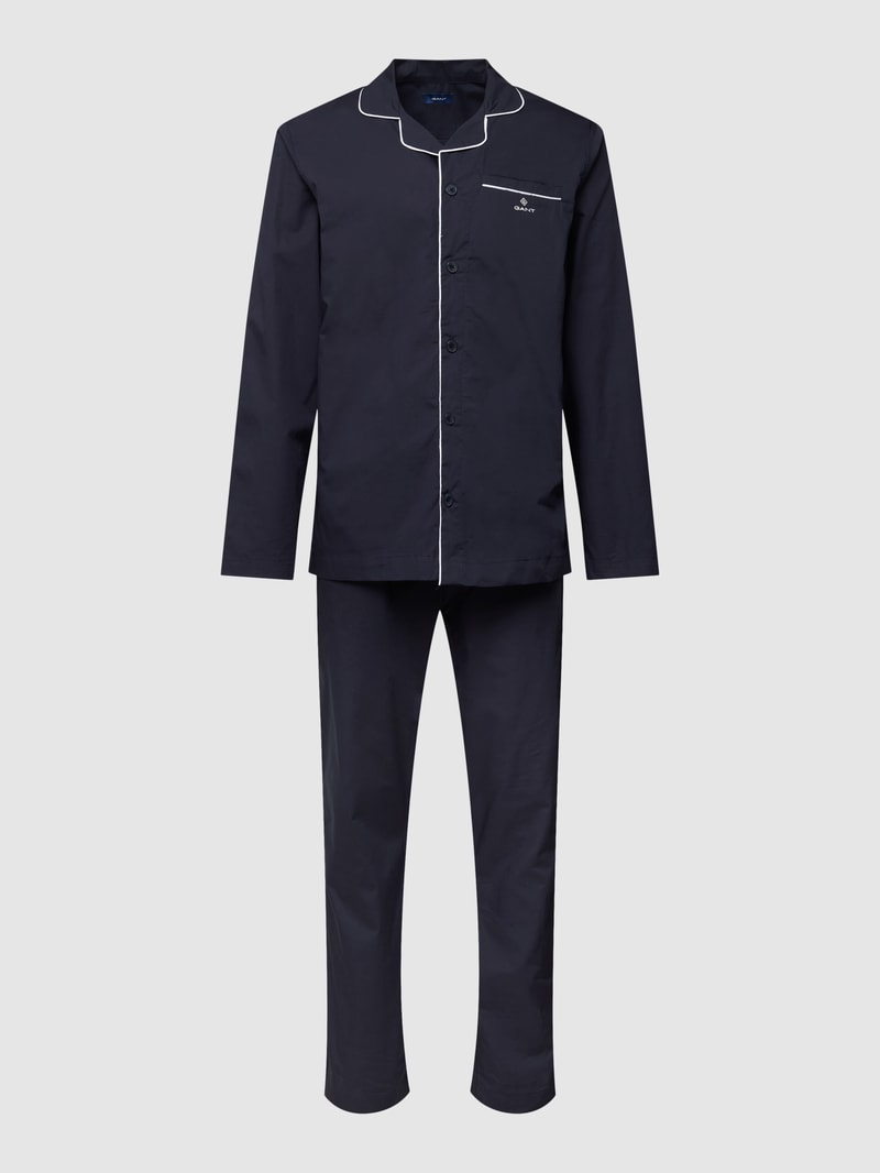 Pyjama mit Label-Stitching in dunkelblau