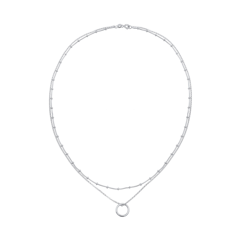 Elli Elli Collier Pendentif rond en chaîne boule pour dames intemporel en argent sterl collier