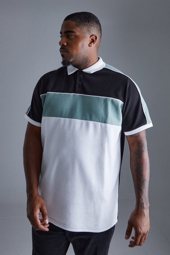 Plus Slim-Fit Colorblock Poloshirt