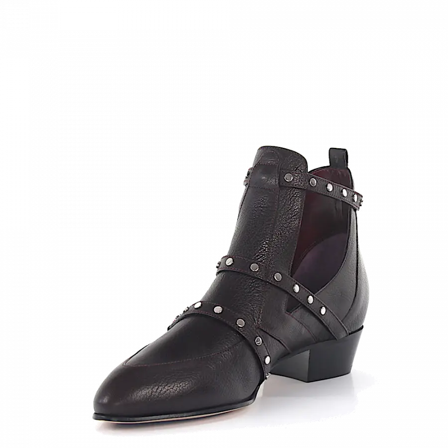 Jimmy Choo - Stiefeletten Kalbsleder Nieten bordeaux - rot