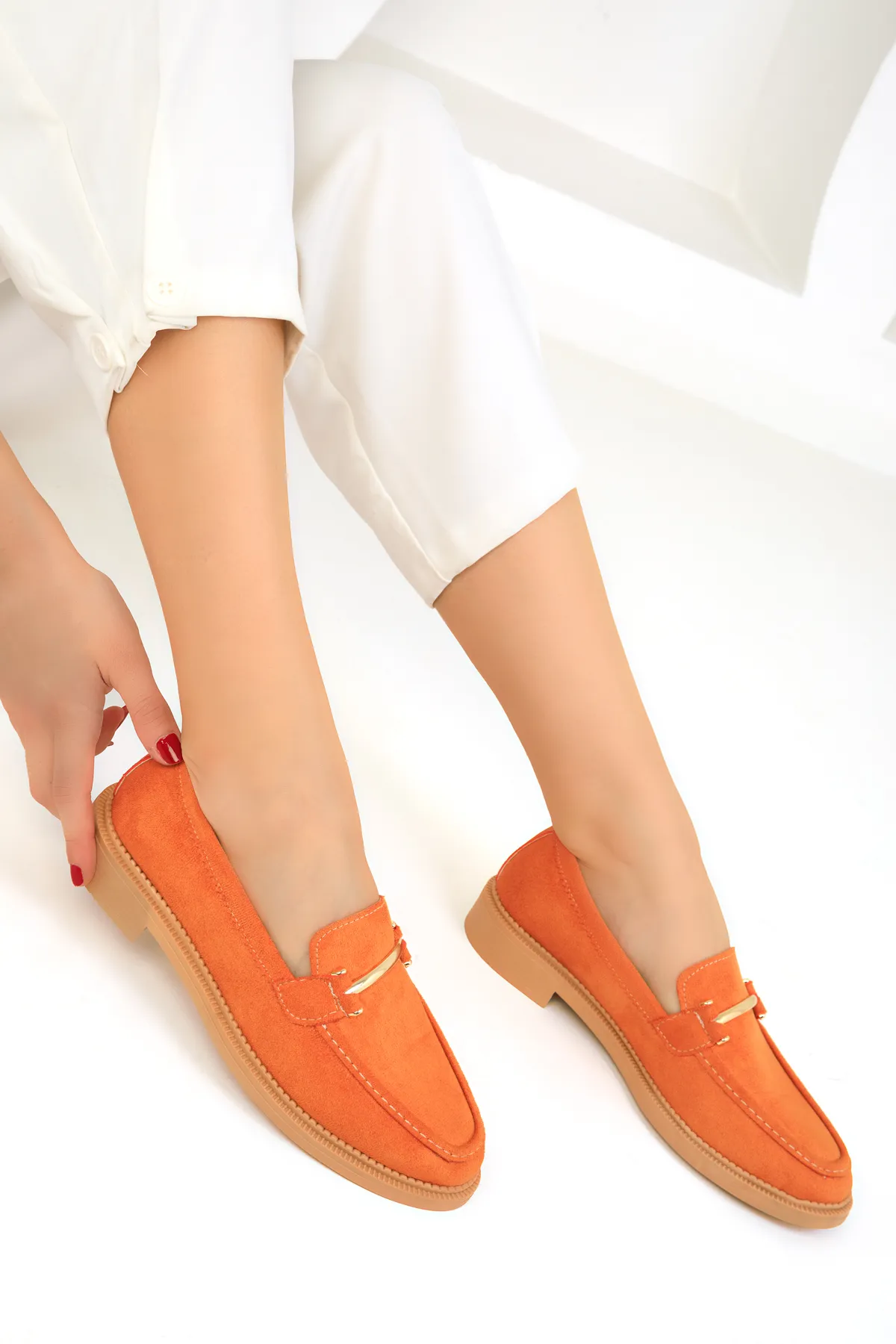SOHO  Orange Wildleder Damen Freizeitschuhe 18339