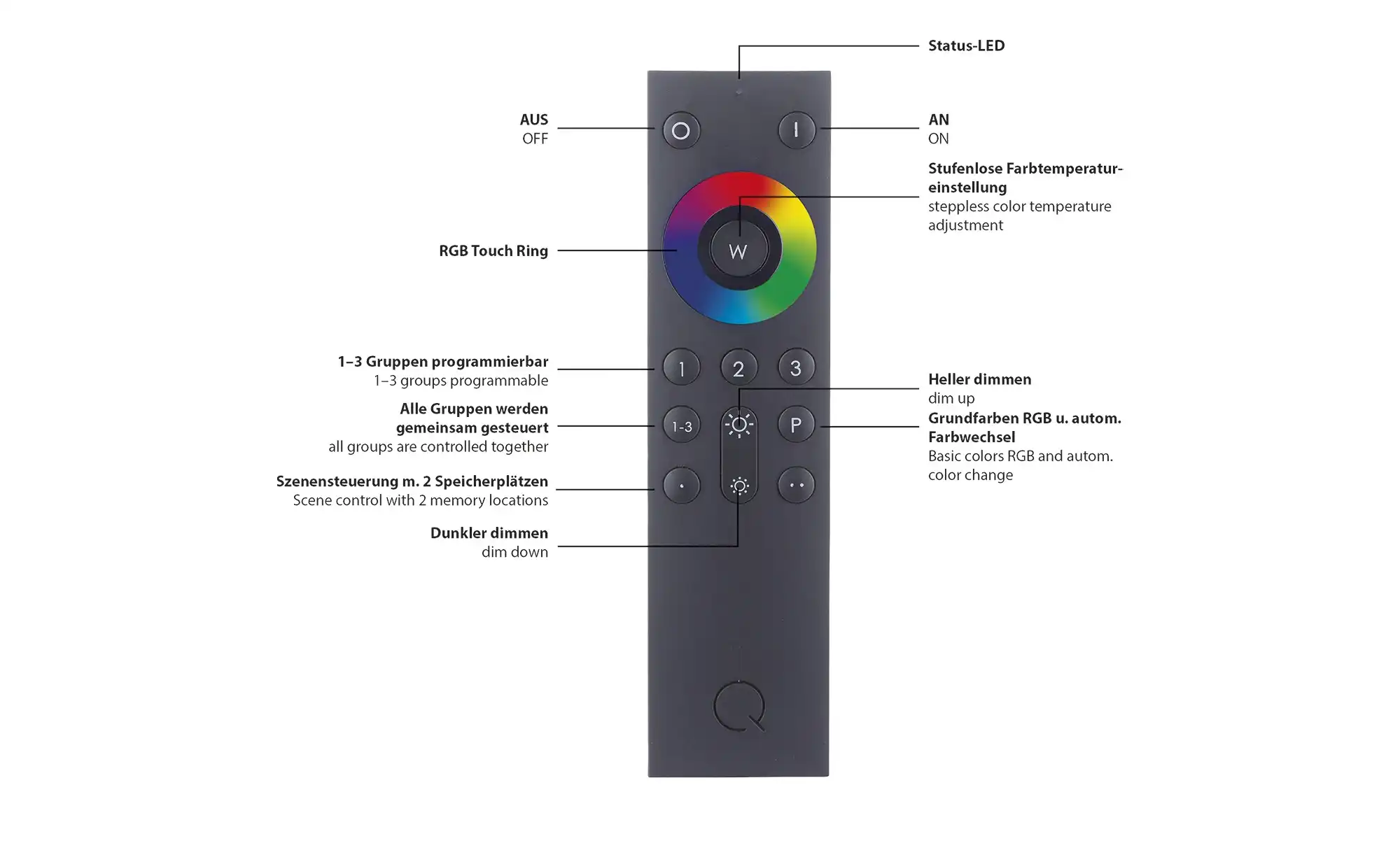 Q-Smart Home Lights Deckenleuchte, 1-flammig, alu