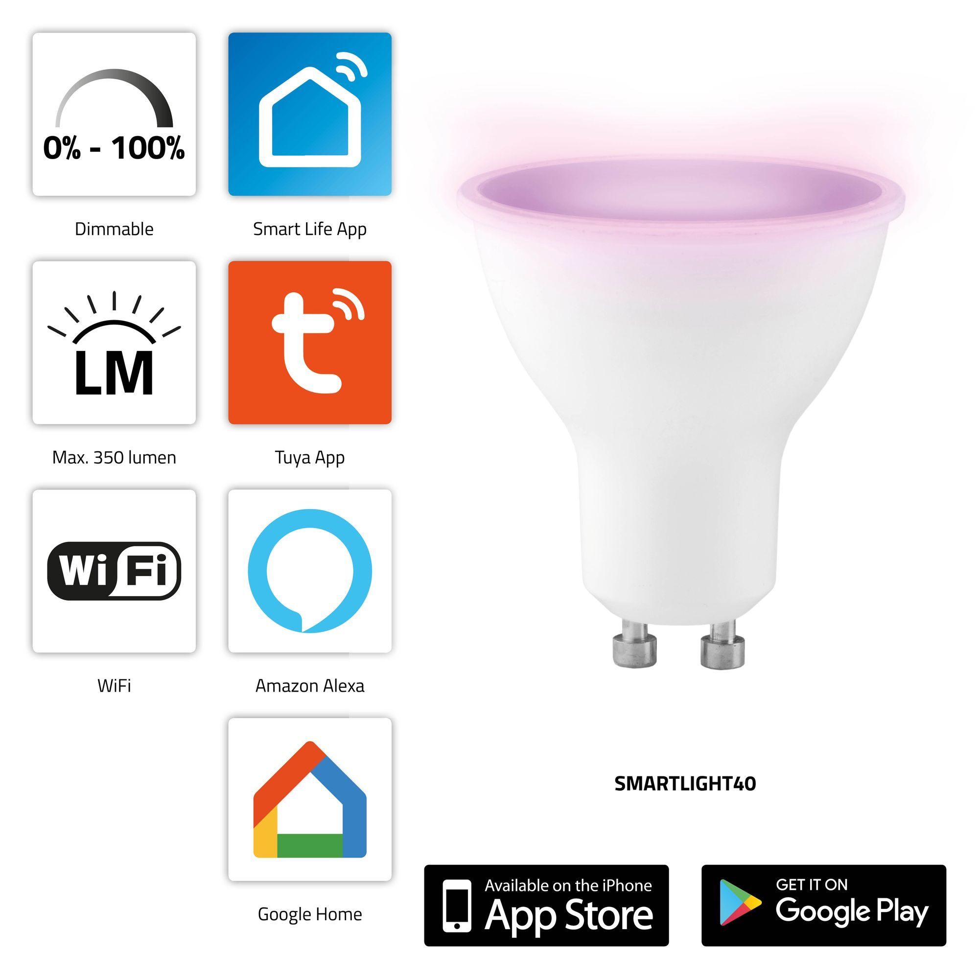 Alecto SMARTLIGHT40 Smart-LED-Farblampe