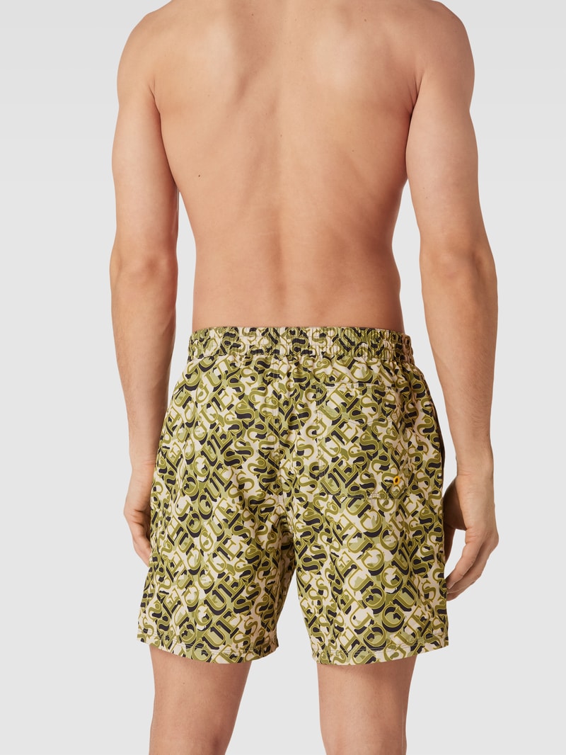 Badehose mit Label-Print in khaki