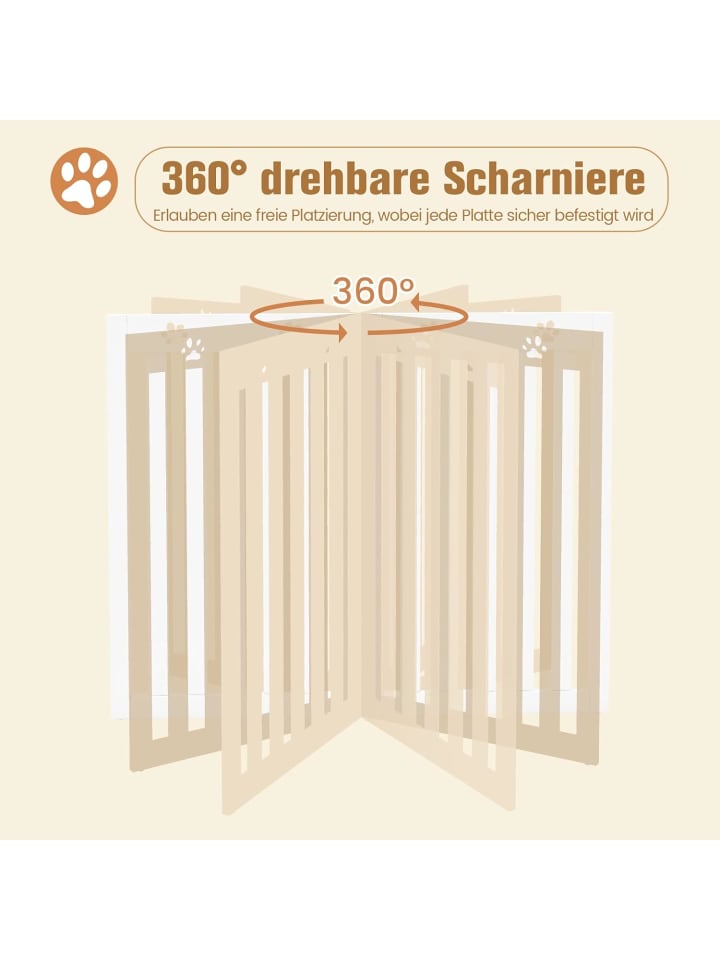 COSTWAY Absperrgitter Hunde 4 tlg. 89cm in Weiß günstig kaufen onesize