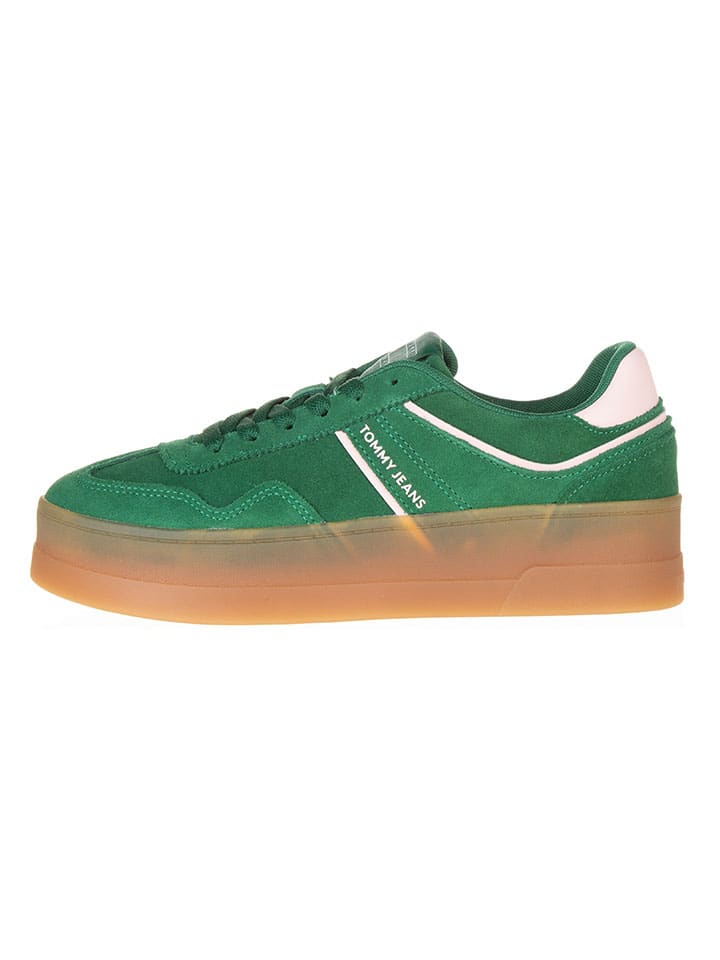 Tommy Hilfiger Shoes Leder-Sneakers in Grün günstig kaufen