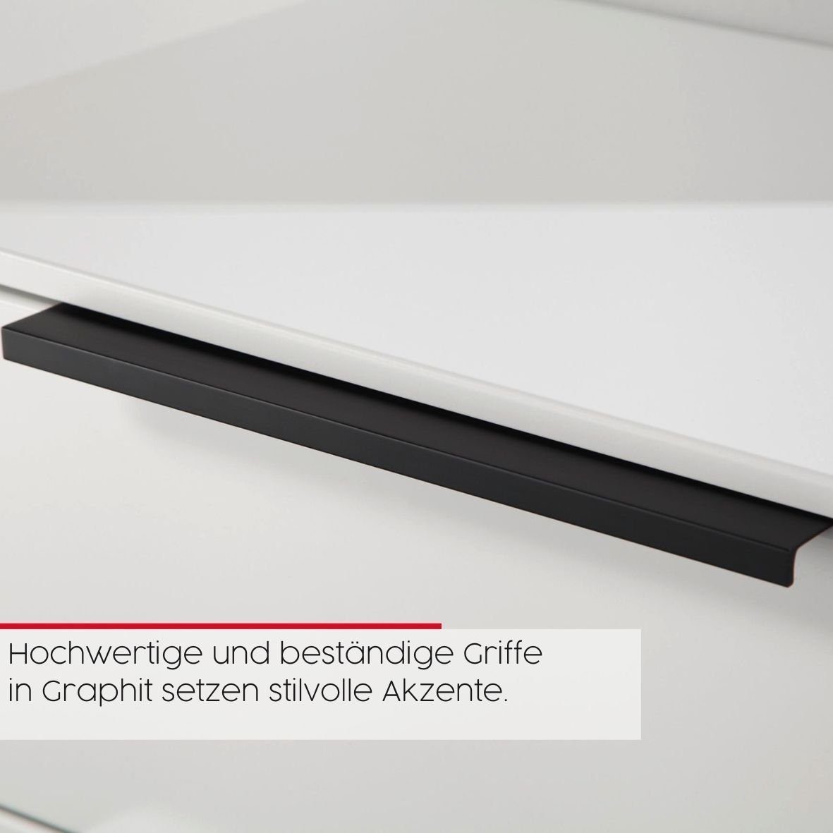 rauch Nachtkommode Flipp, mit 3 Schubladen und Soft-Close-Funktion sowie Glasfront