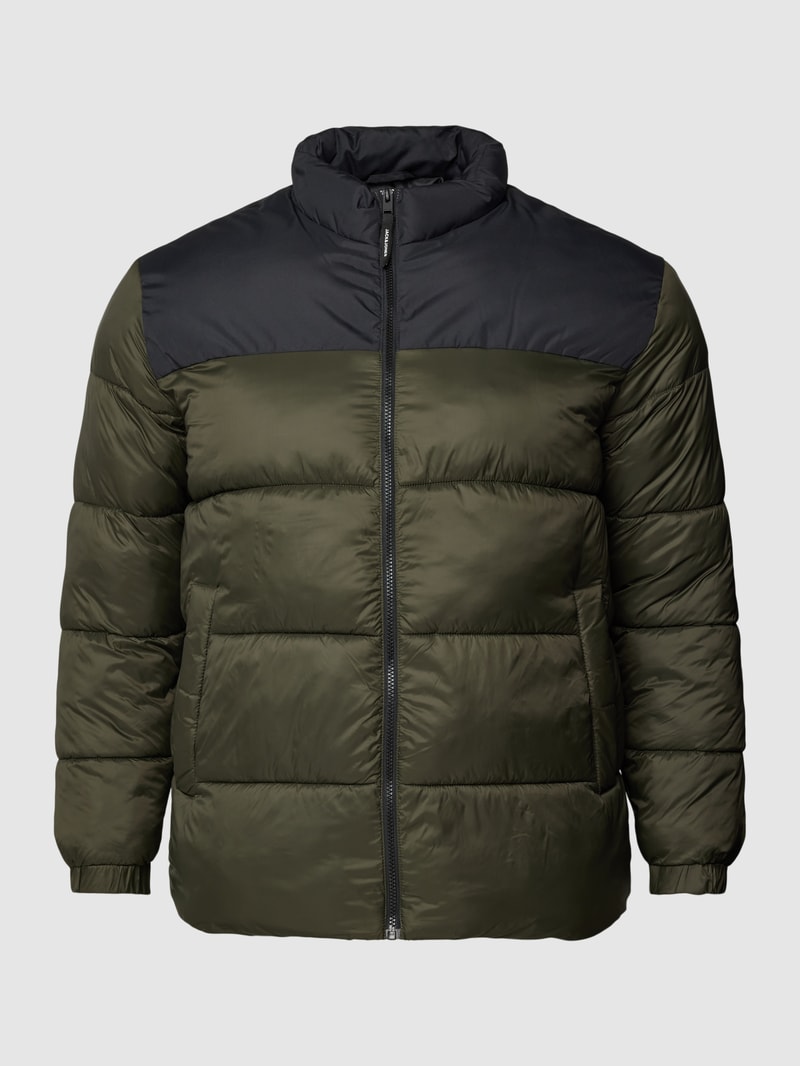 PLUS SIZE Steppjacke im Two-Tone-Design Modell 'TOBY' in dunkelgrün