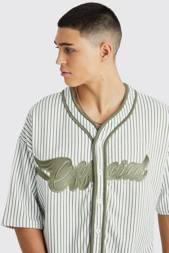 Oversize Official Baseball-Hemd mit Nadelstreifen