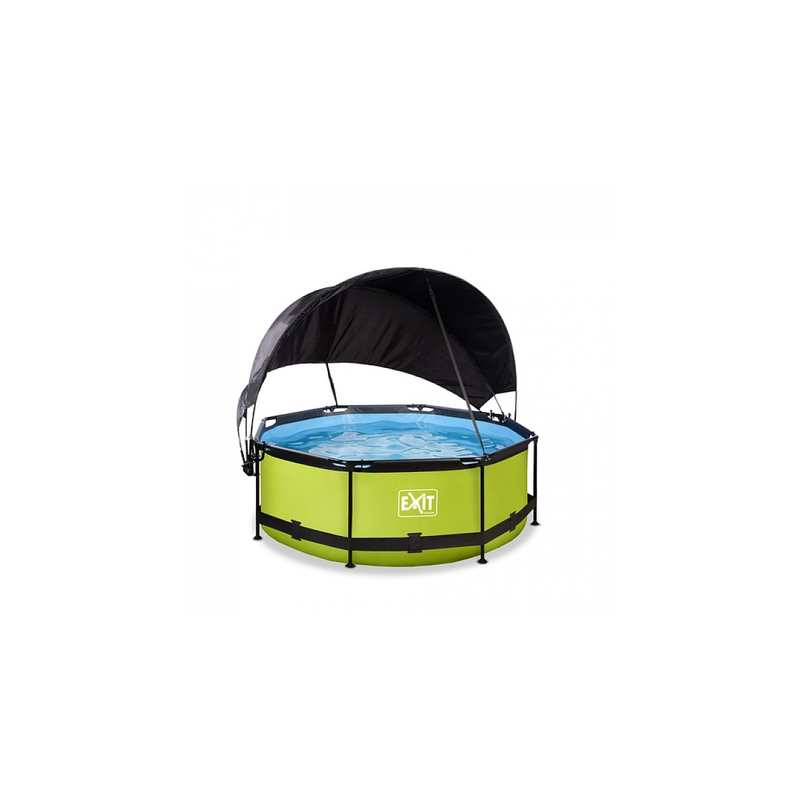 Piscine ø244x76cm avec voile d'ombrage et pompe filtrante Lime vert
