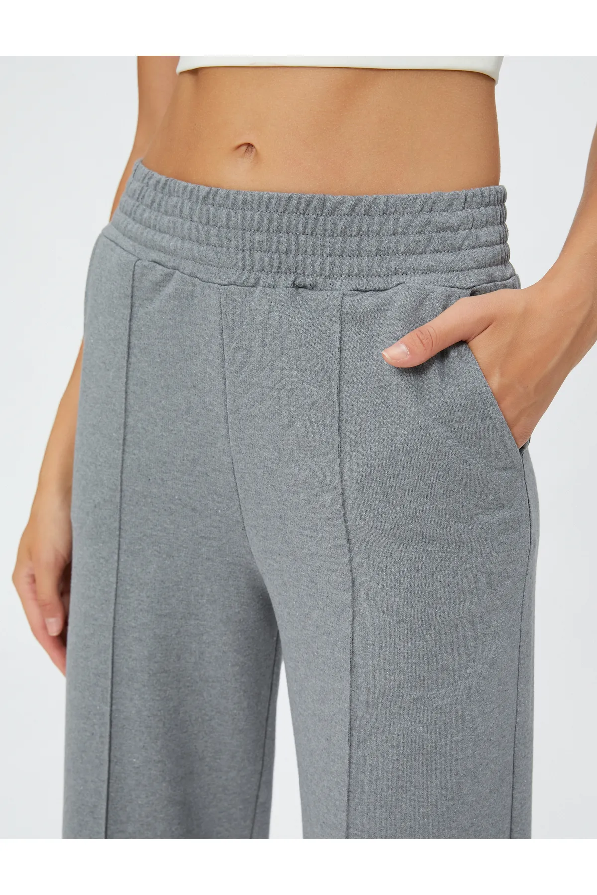 Koton  Jogginghose mit weitem Bein, hoher Taille und gerippter Tasche