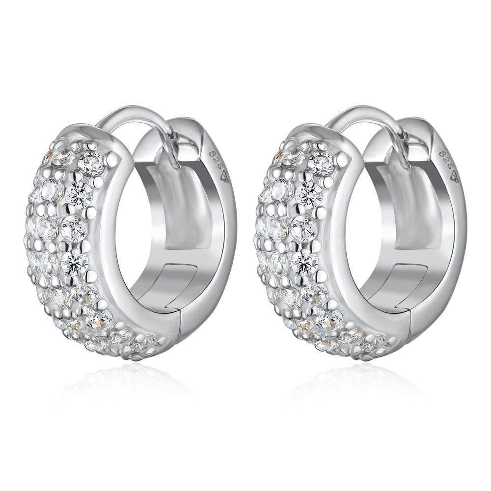 KUZZOI KUZZOI Boucles d'Oreilles Hommes Créoles étincelantes avec zirconium en argent st Boucles d'oreilles