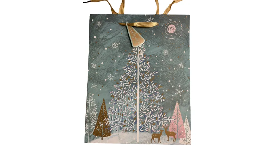 Geschenktüte Hirsche und Bäume 26x33x14cm