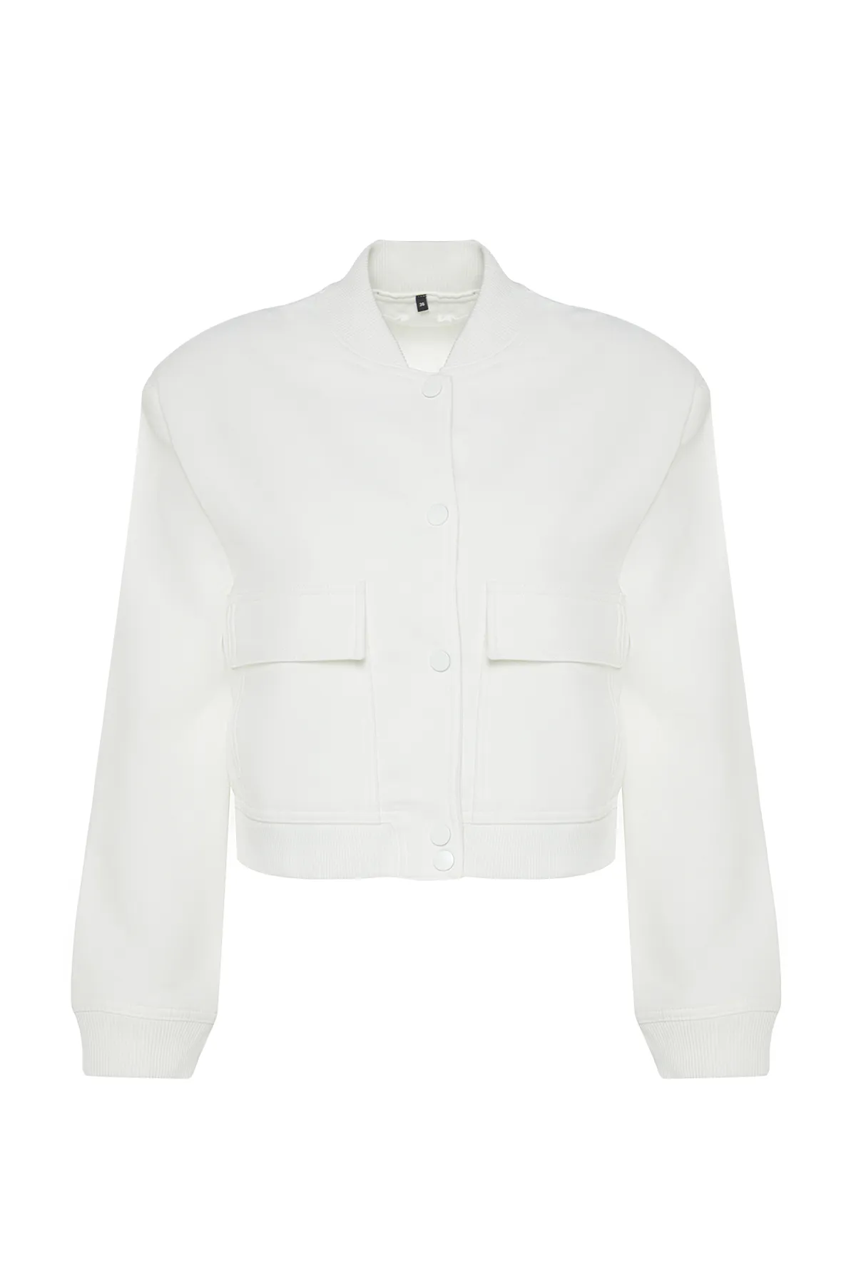 Trendyol Collection  Ecrufarbene Premium-Bomberjacke aus Webstoff TWOAW24CE00047
