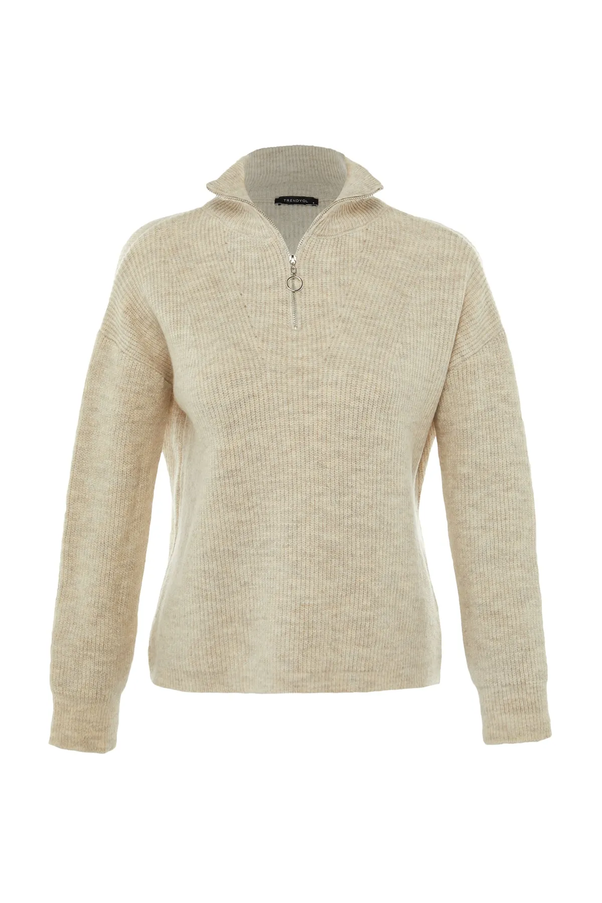 Trendyol Collection  Steiniger Strickpullover mit weicher Struktur und Reißverschluss TWOAW20XS0009