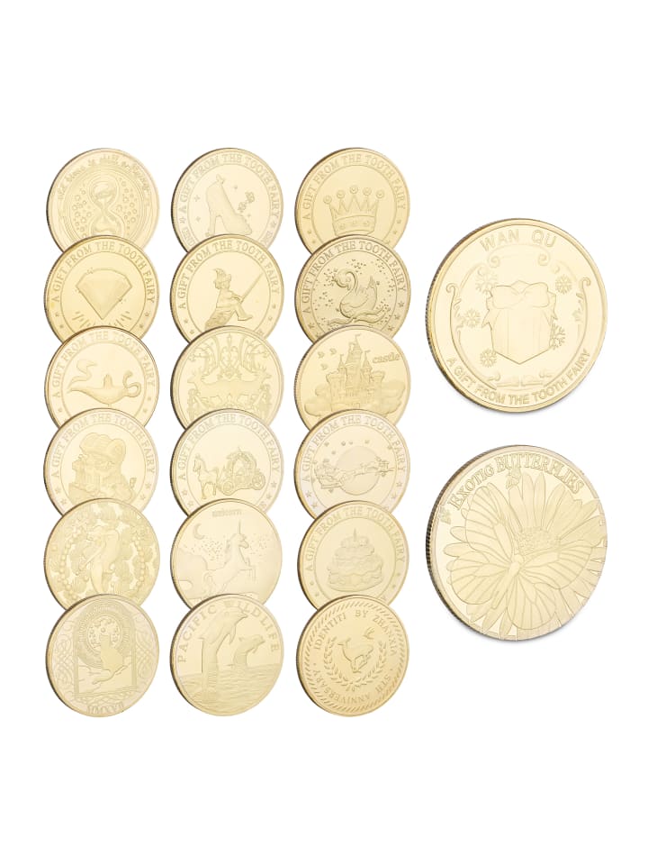 relaxdays 20 x Zahnfee Münze in Gold - Ø 4 cm günstig kaufen onesize