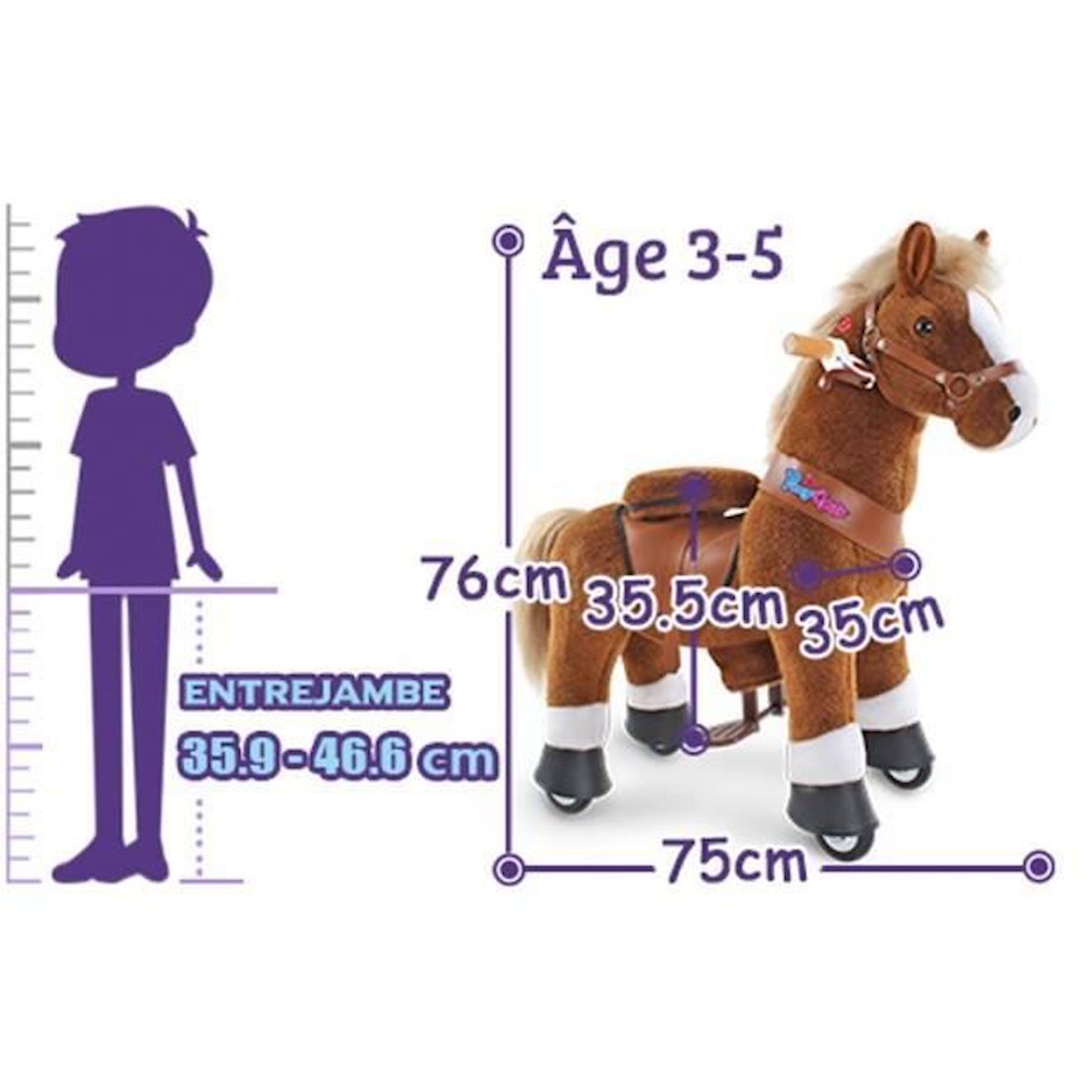 PonyCycle Modèle U Cheval à Bascule Jouet Cheval qui Avance Cheval brun avec frein et son Taille 3 pour les 3-5 ans Ux324 marron