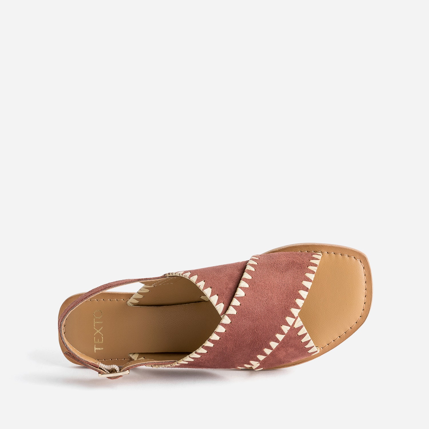 Sandale TEXTO terracotta cuir velours et tressage