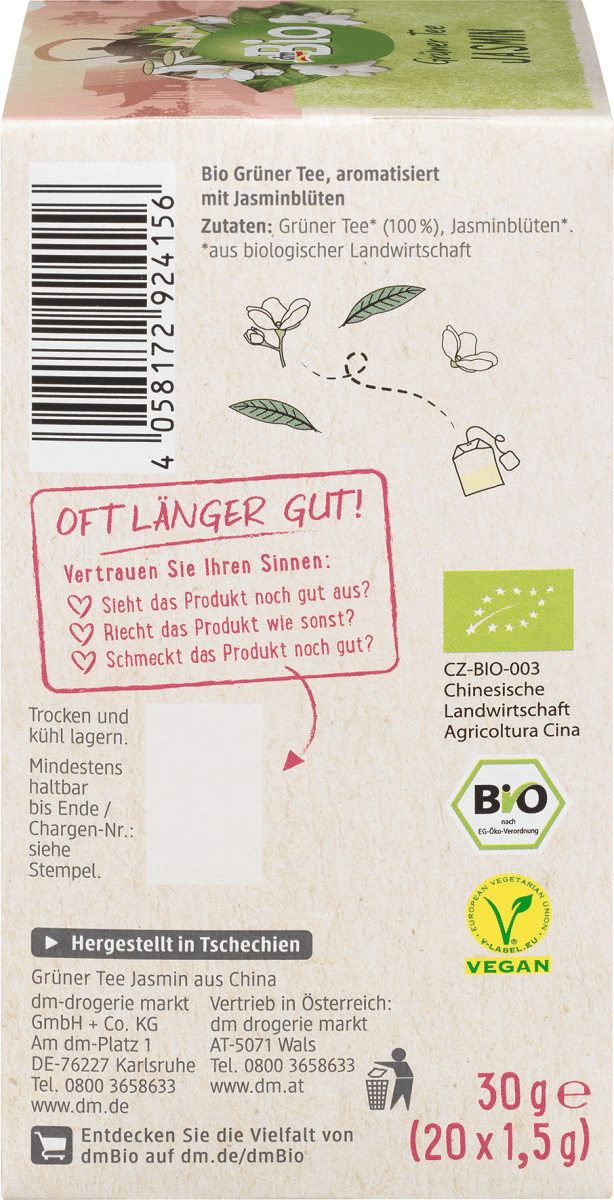 Grüner Tee Jasmin (20 Beutel), 30 g