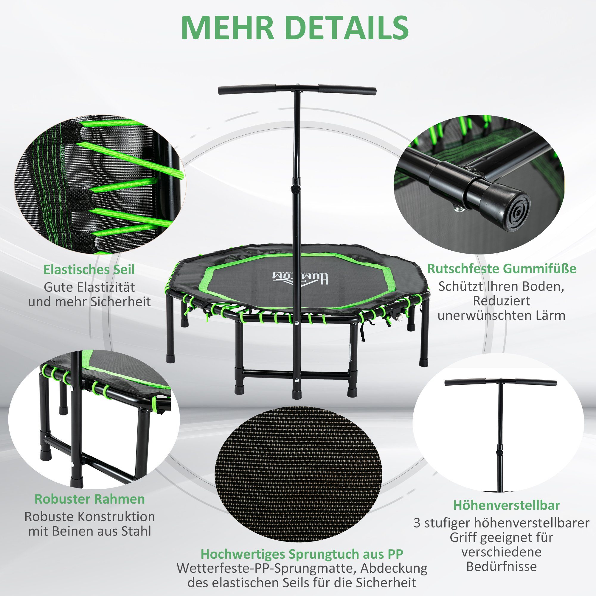HOMCOM Fitnesstrampolin Fitness-Trampolin, Ø 122 cm, (Set, 1, 1 x Fitness-Trampolin; 1 x Montageanleitung)