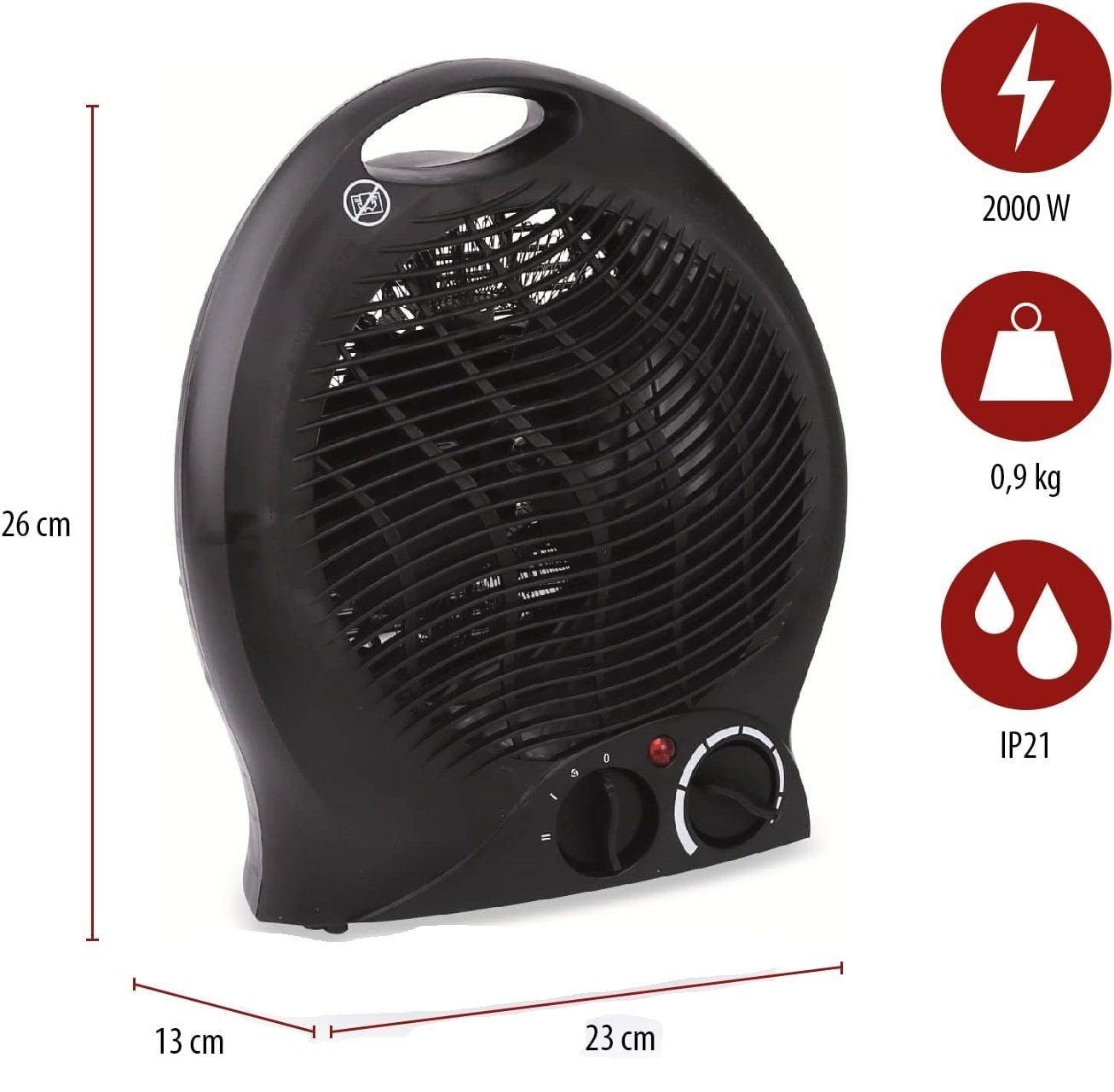 JUNG Heizlüfter ALPINA elektrischer Heizlüfter, Heizung, mobile Elektroheizung, Mobil, 2000 W, Heizgerät elektrisch, Keramikheizlüfter, Elektro Heizlüfter, Keramik