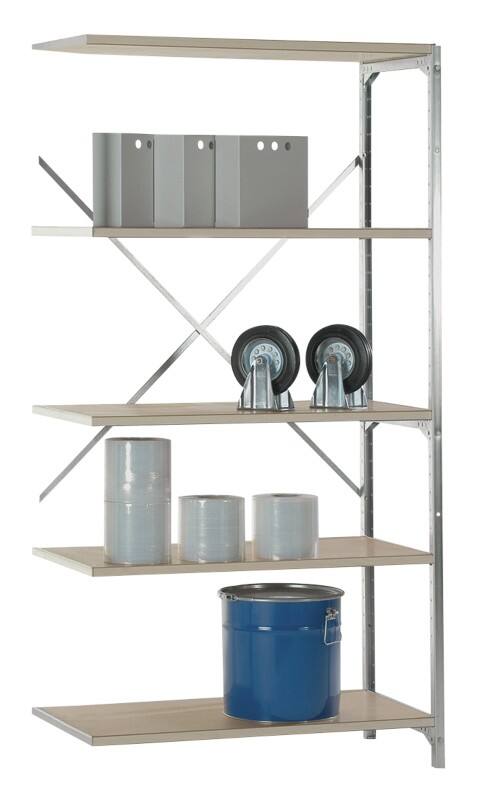 Manuflex Anbauregal RB2128 5 Silber, Braun 1.000 x 500 x 2.000 mm